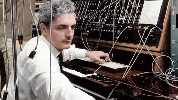 Colorized photograph of Robert Moog.